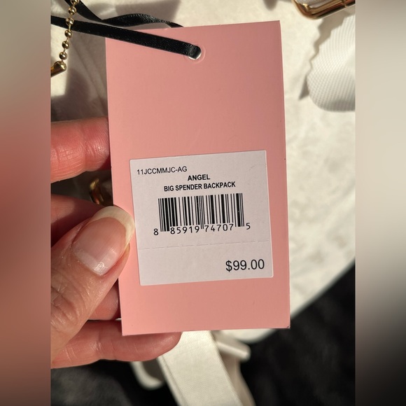 Juicy Couture velvet backpack. Ivory w/rhinestone logo. Ivory. NWT. Great gift. - Picture 7 of 16